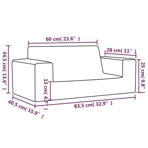 2-personers sofa til børn blødt plys pink