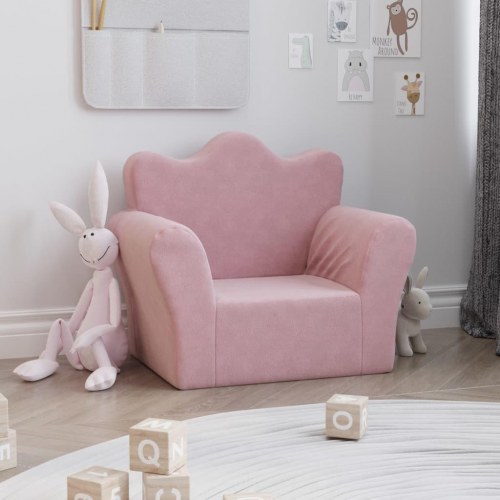 Sofa til børn blødt plys pink