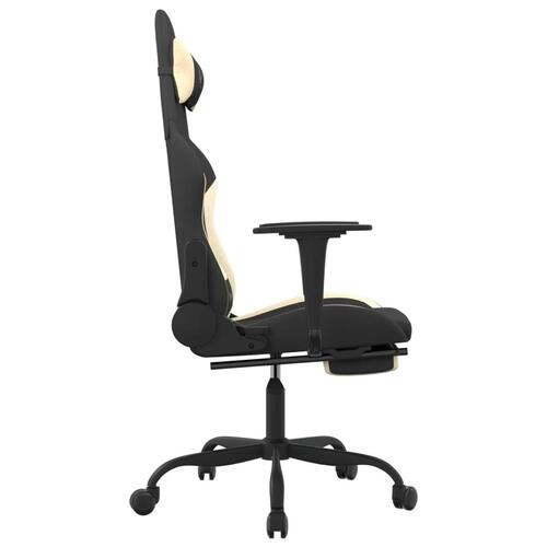 Gamingstol med massagefunktion + fodstøtte stof sort og creme
