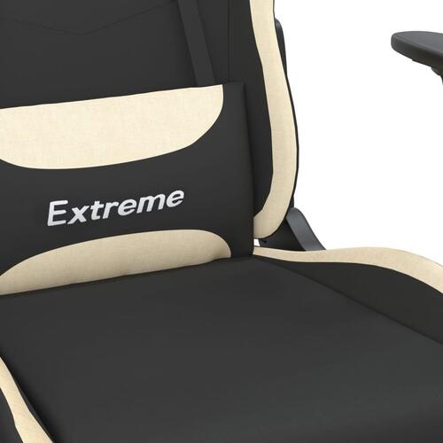 Gamingstol med massagefunktion + fodstøtte stof sort og creme