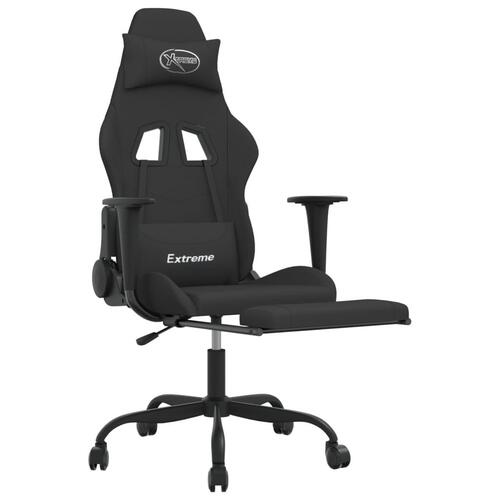 Gamingstol med massagefunktion + fodstøtte stof sort
