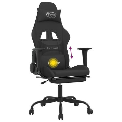 Gamingstol med massagefunktion + fodstøtte stof sort