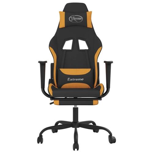Gamingstol med massagefunktion + fodstøtte stof sort og orange