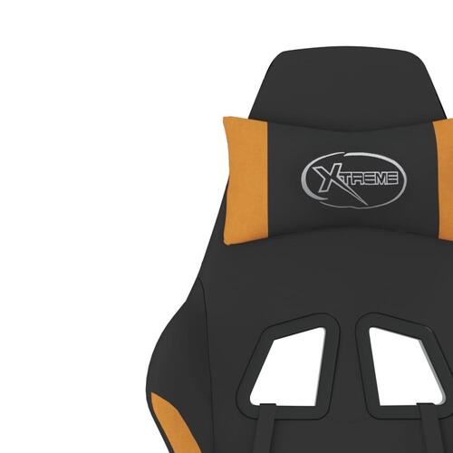 Gamingstol med massagefunktion + fodstøtte stof sort og orange