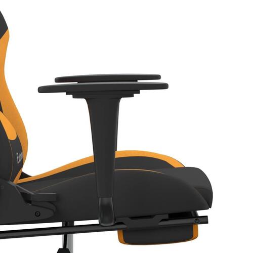 Gamingstol med massagefunktion + fodstøtte stof sort og orange