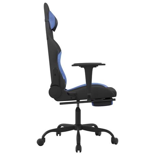 Gamingstol med massagefunktion + fodstøtte stof sort og blå