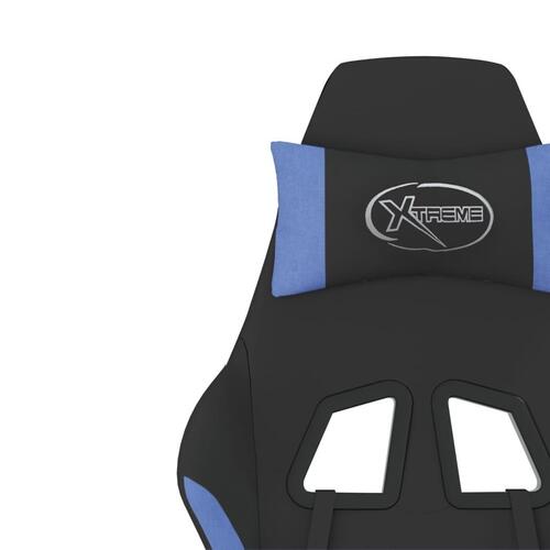 Gamingstol med massagefunktion + fodstøtte stof sort og blå