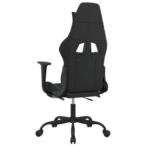 Gamingstol med massagefunktion + fodstøtte stof sort og hvid