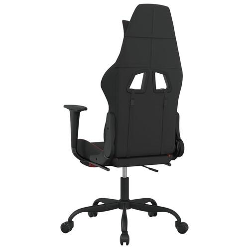 Gamingstol med massagefunktion + fodstøtte stof sort og rød