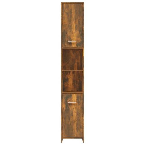 Badeværelsesskab 30x30x183,5 cm konstrueret træ røget egetræ