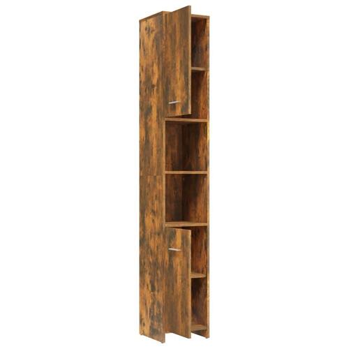 Badeværelsesskab 30x30x183,5 cm konstrueret træ røget egetræ