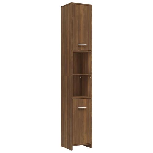 Badeværelsesskab 30x30x183,5 cm konstrueret træ brunt egetræ