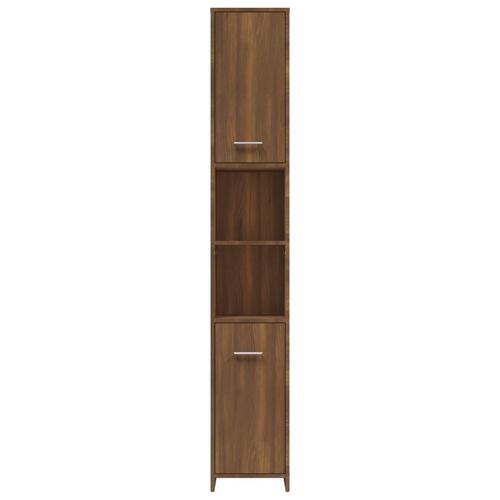 Badeværelsesskab 30x30x183,5 cm konstrueret træ brunt egetræ