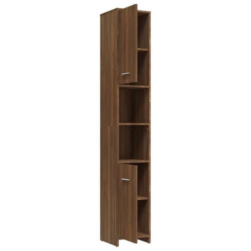 Badeværelsesskab 30x30x183,5 cm konstrueret træ brunt egetræ
