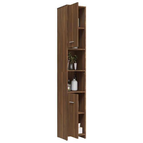 Badeværelsesskab 30x30x183,5 cm konstrueret træ brunt egetræ