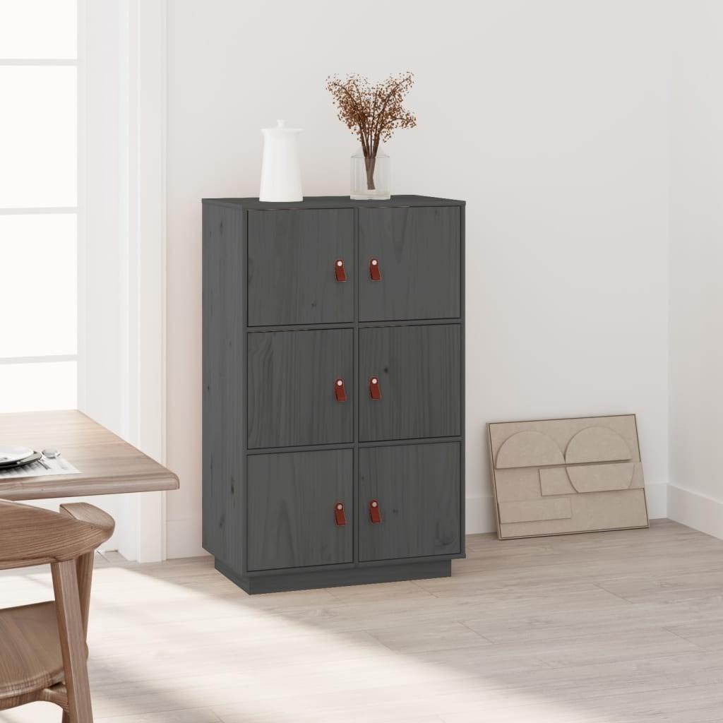 Højskab 67x40x108,5 cm massivt fyrretræ grå