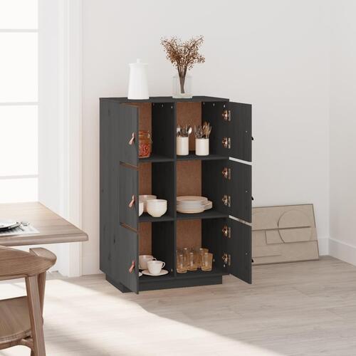 Højskab 67x40x108,5 cm massivt fyrretræ grå