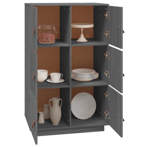 Højskab 67x40x108,5 cm massivt fyrretræ grå