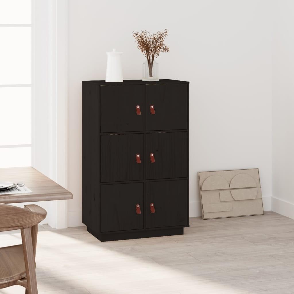 Højskab 67x40x108,5 cm massivt fyrretræ sort