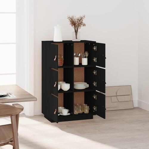 Højskab 67x40x108,5 cm massivt fyrretræ sort
