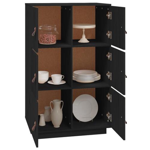 Højskab 67x40x108,5 cm massivt fyrretræ sort