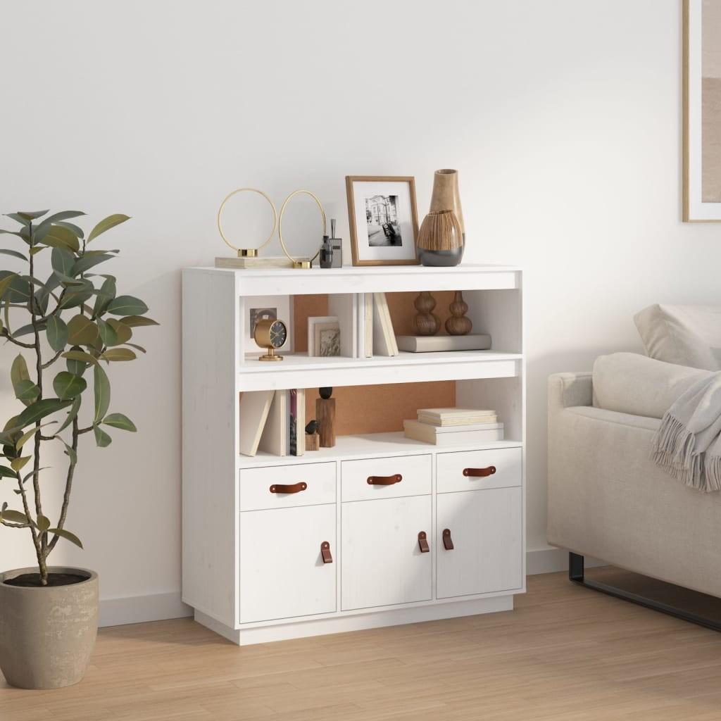Højskab 100x40x108,5 cm massivt fyrretræ hvid