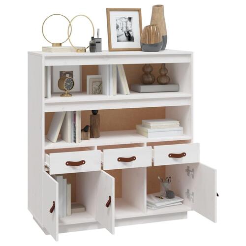 Højskab 100x40x108,5 cm massivt fyrretræ hvid