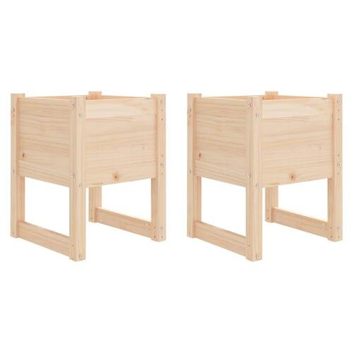 Plantekasser 2 stk. 40x40x52,5 cm massivt fyrretræ