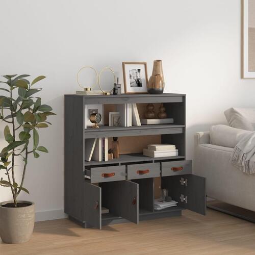 Højskab 100x40x108,5 cm massivt fyrretræ grå