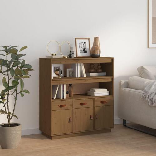 Højskab 100x40x108,5 cm massivt fyrretræ gyldenbrun