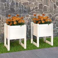 Plantekasser 2 stk. 40x40x52,5 cm massivt fyrretræ hvid
