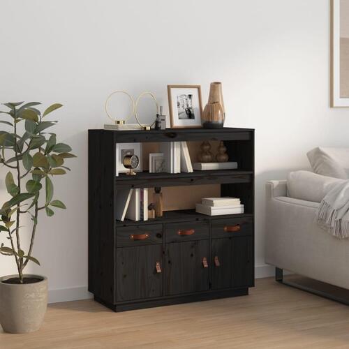 Højskab 100x40x108,5 cm massivt fyrretræ sort