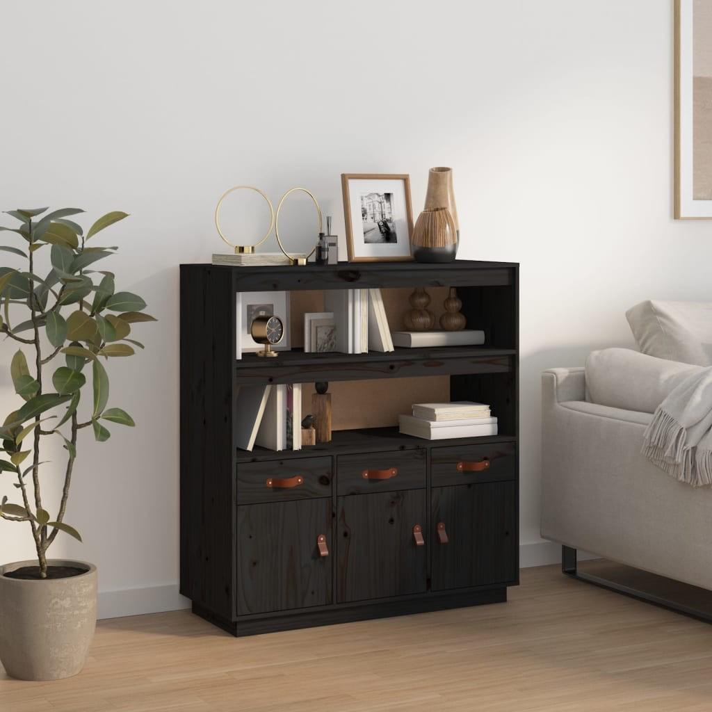 Højskab 100x40x108,5 cm massivt fyrretræ sort