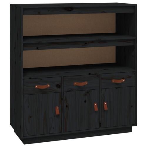 Højskab 100x40x108,5 cm massivt fyrretræ sort