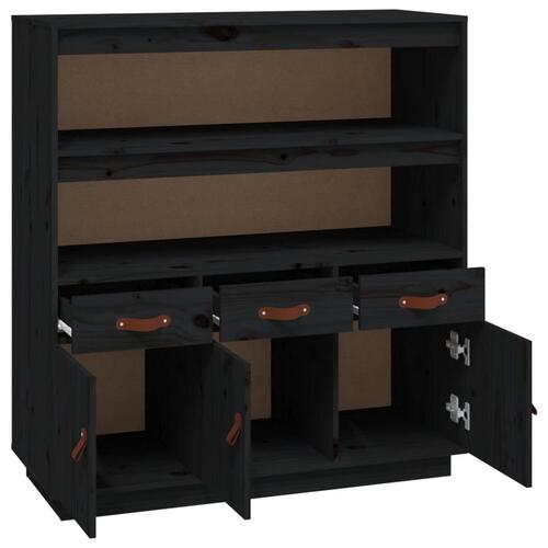 Højskab 100x40x108,5 cm massivt fyrretræ sort