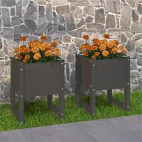 Plantekasser 2 stk. 40x40x52,5 cm massivt fyrretræ grå