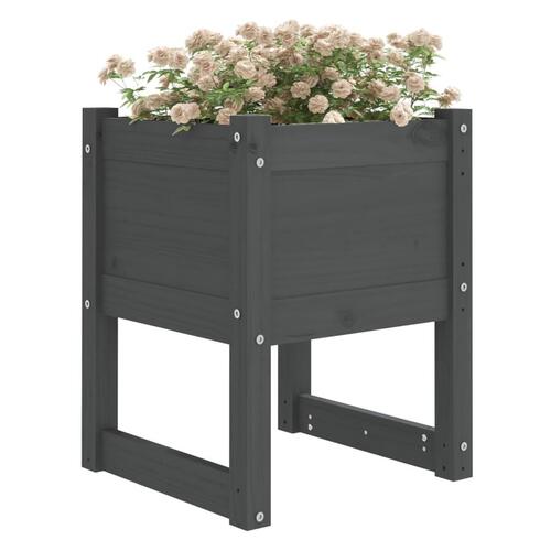 Plantekasser 2 stk. 40x40x52,5 cm massivt fyrretræ grå