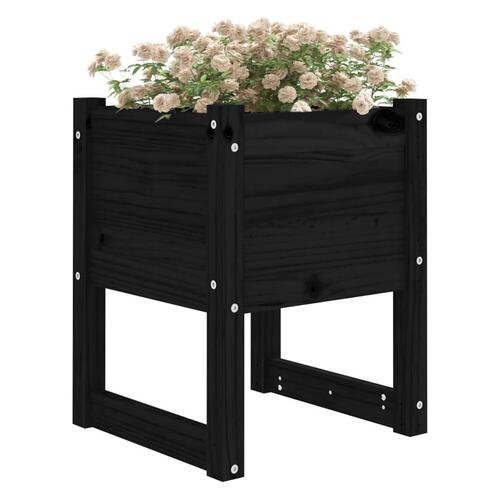 Plantekasser 2 stk. 40x40x52,5 cm massivt fyrretræ sort