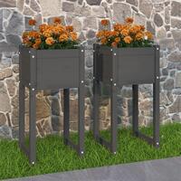 Plantekasser 2 stk. 40x40x81 cm massivt fyrretræ grå