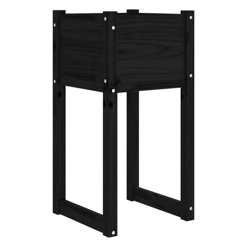 Plantekasse 40x40x81 cm massivt fyrretræ sort