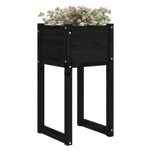 Plantekasse 40x40x81 cm massivt fyrretræ sort