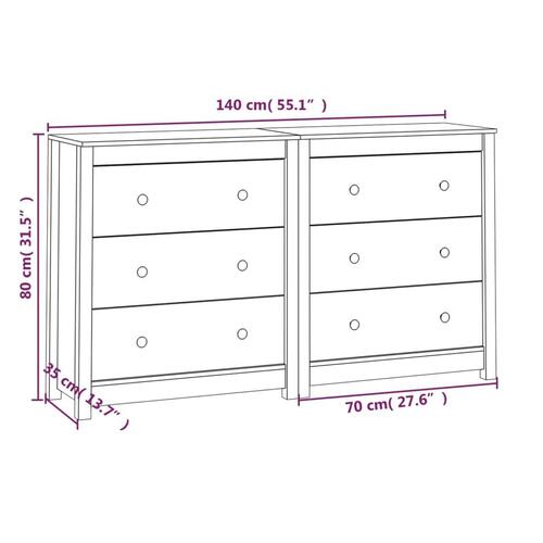 Skænk 140x35x80 cm massivt fyrretræ