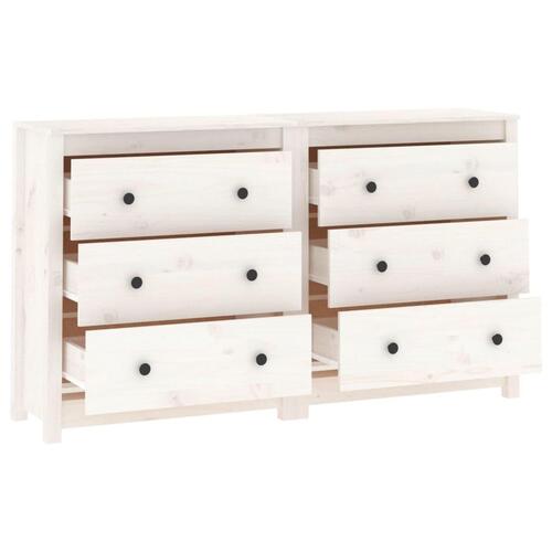 Skænk 140x35x80 cm massivt fyrretræ hvid