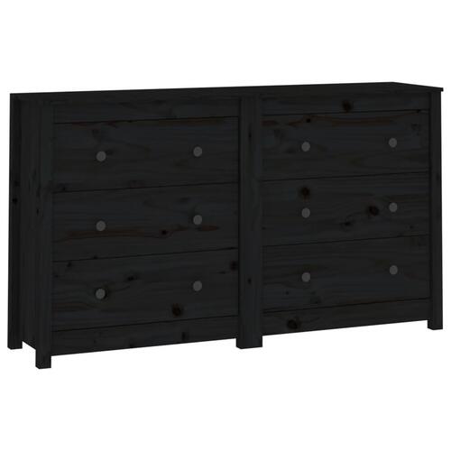 Skænk 140x35x80 cm massivt fyrretræ sort