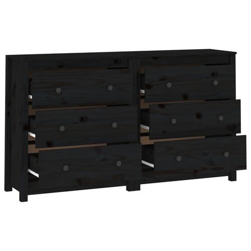 Skænk 140x35x80 cm massivt fyrretræ sort
