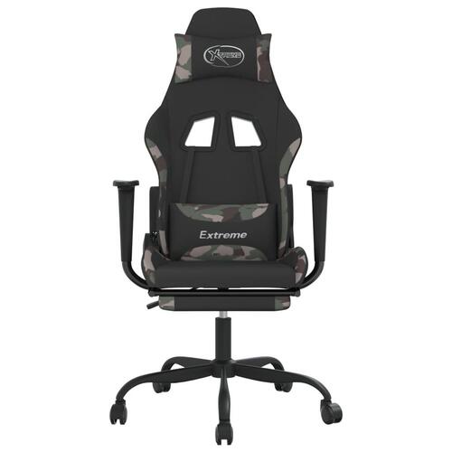 Gamingstol med massagefunktion + fodstøtte stof sort camouflage