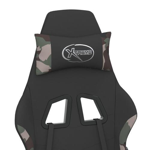 Gamingstol med massagefunktion + fodstøtte stof sort camouflage