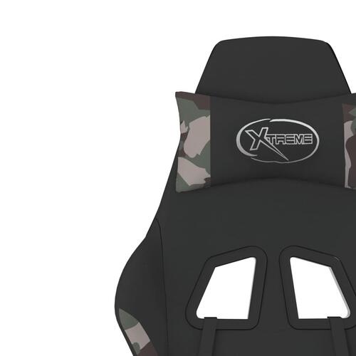Gamingstol med massagefunktion + fodstøtte stof sort camouflage