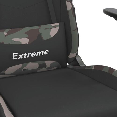 Gamingstol med massagefunktion + fodstøtte stof sort camouflage