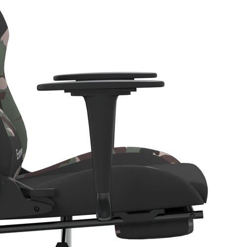 Gamingstol med massagefunktion + fodstøtte stof sort camouflage